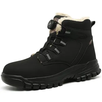 Рабочие ботинки с вращающимися кнопками, мужские ботинки со стальным носком, защитные ботинки, устойчивые к проколам, водонепроницаемые, неразрушаемые ботинки, новые 39 жёлтый