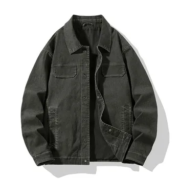 Spring and Autumn Men s New Vintage Denim Jacket M чёрный