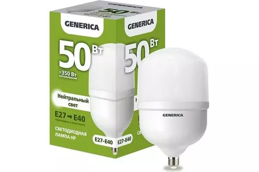 Лампа светодиодная GENERICA LL-HP-50-230-40-E27-E40-G HP 50Вт 4000К E27-E40 230В