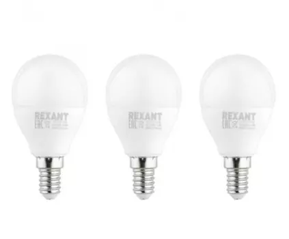 Лампа светодиодная Rexant 604-209-3 шарик (GL) 11,5Вт E14 1093Лм 6500K холодный свет (3 шт/уп)