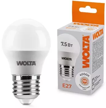 Лампа светодиодная WOLTA 25S45GL7.5E27 7.5Вт 4000K E27