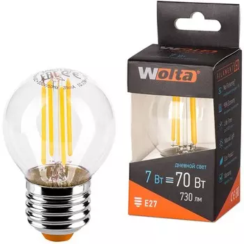 Лампа светодиодная WOLTA 25S45GLFT7E27 FILAMENT 7Вт 4000K Е27