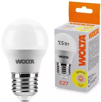 Лампа светодиодная WOLTA 25W45GL7.5E27 7.5Вт 6500K E27