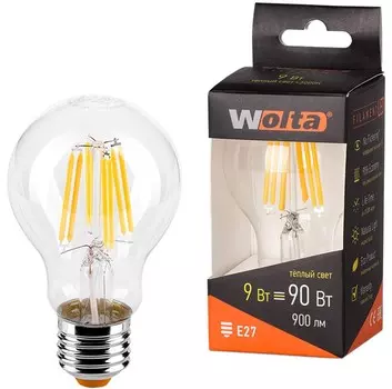 Лампа светодиодная WOLTA 25Y60BLFT9E27 FILAMENT 9Вт 3000K Е27