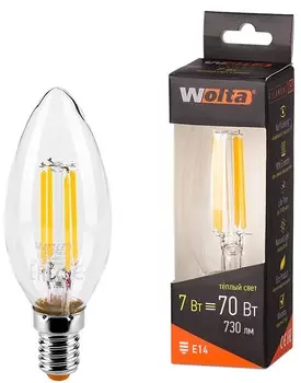 Лампа светодиодная WOLTA 25YCFT7E14 FILAMENT 7Вт 3000K Е14
