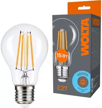 Лампа светодиодная WOLTA WF-A60-15W6KE27 FILAMENT 15Вт 6500K Е27