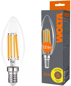 Лампа светодиодная WOLTA WF-C35-12W3KE14 FILAMENT 12Вт 3000K Е14