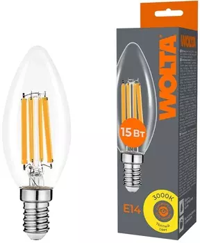Лампа светодиодная WOLTA WF-C35-15W3KE14 FILAMENT 15Вт 3000K Е14