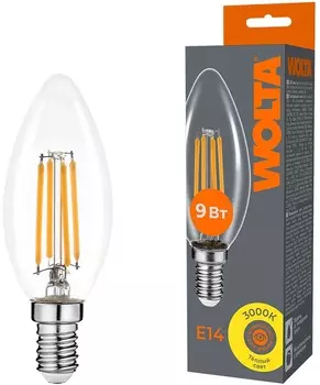 Лампа светодиодная WOLTA WF-C35-9W3KE14 FILAMENT 9Вт 3000K Е14
