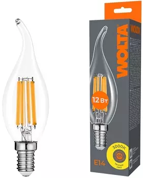 Лампа светодиодная WOLTA WF-CT35-12W3KE14 FILAMENT 12Вт 3000K Е14