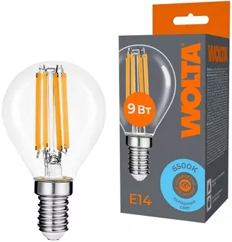 Лампа светодиодная WOLTA WF-G45-9W6KE14 FILAMENT 9Вт 6500K E14