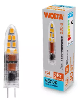 Лампа светодиодная WOLTA WSTD-JC-220V3W6KG4-P 3Вт 6500K G4