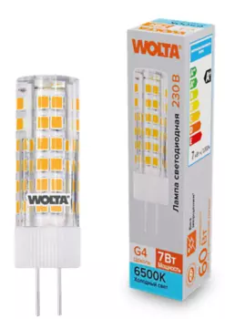 Лампа светодиодная WOLTA WSTD-JC-220V7W6KG4-C 7Вт 6500K G4