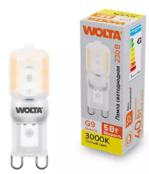 Лампа светодиодная WOLTA WSTD-JCD-5W3KG9-P 5Вт 3000K G9