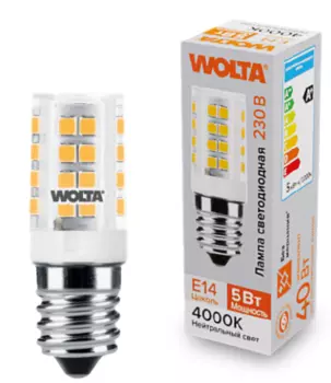 Лампа светодиодная WOLTA WSTD-JCD-5W4KE14-C 5Вт 4000K E14
