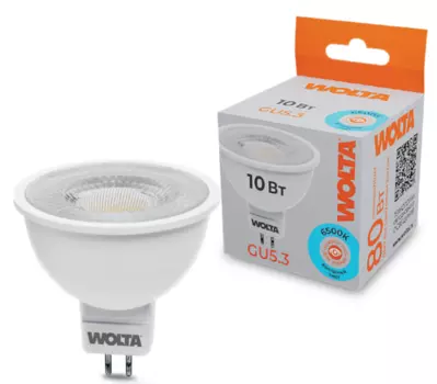 Лампа светодиодная WOLTA WSTD-MR16-220V10W6KGU5.3-L 10Вт 6500K GU5.3 с линзой