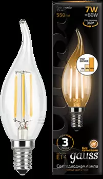 Лампа светодиодная Gauss 104801107-S LED Filament Свеча на ветру E14 7W 550lm 2700K step dimmable
