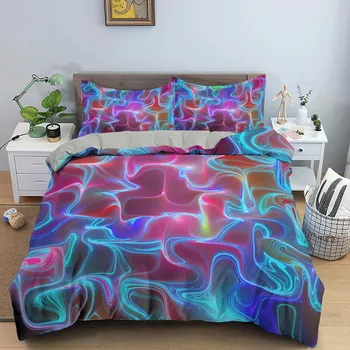 Комплект постельного белья Abstract Duvet Cover Set King Microfiber Blue Psychedelic Bedbling Set 2/3 Pieces Queen Size Warped Space Theme Twin Blanket EU single(135x200cm)