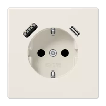 LS1520-15CA слоновая кость Розетка SCHUKO® с USB-интерфейсом с 1 гнездо USB типа A и 1 гнездо USB типа C LS серия
