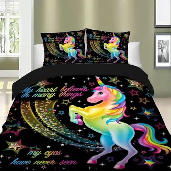 Комплект постельного белья Star Cloud Rainbow Unicorn King Queen Double Full Twin Single Size EU single(135x200cm)