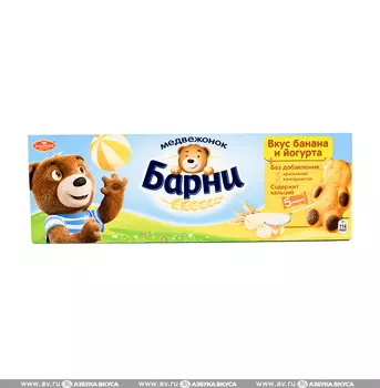Пирожное "Мишка Барни" с бананово-йогуртовой начинкой "Большевик" 150 г Россия