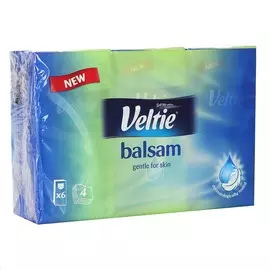 Платочки бумажные Veltie 4 слоя с бальзамом Velvet Care sp. Z o.o. 6шт в упаковке Польша
