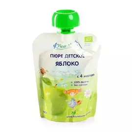 Пюре «Яблоко» с 4 месяцев, Fleur Alpine, 90 г, Великобритания
