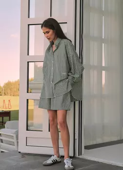 Костюм Voishe из мерсеризованного хлопка: рубашка + шорты, green - S-M