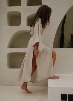 Платье-кимоно удлинённое, natural - Onesize