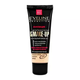 Крем тональный для лица EVELINE ART PROFESSIONAL MAKE-UP 3 в 1 ультрастойкий тон слоновая кость