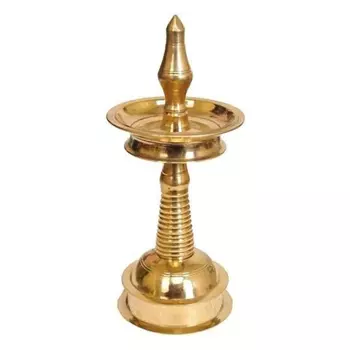 Латунная настольная лампа в стиле Керала, Brass Kerala Style Diya Lamp (9 inch), произв. Generic