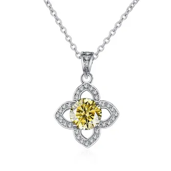 Bague Ringen 1ct VVS D Цвет Муассанит Ожерелье женское Стерлингового Серебра 925 пробы Lucky Ключицы Цепочка Подарок на День Святого Валентина 1ct length 45cm чёрный