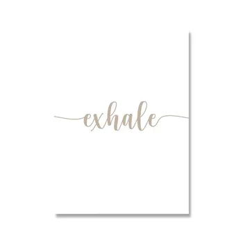 Вдох-Выдох Йога Цитата Wall Art Print Подарки Пляжные волны Плакат Холст Картина Картины для Спальня Гостиная Домашний декор (с рамкой) 15*20cm(with frame)
