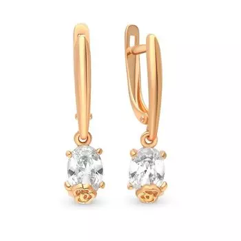 Серьги с фианитами из красного золота 585 пробы