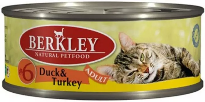 Berkley №6 Adult Duck &amp; Turkey / Консервы Беркли для кошек Утка и Индейка (цена за упаковку)