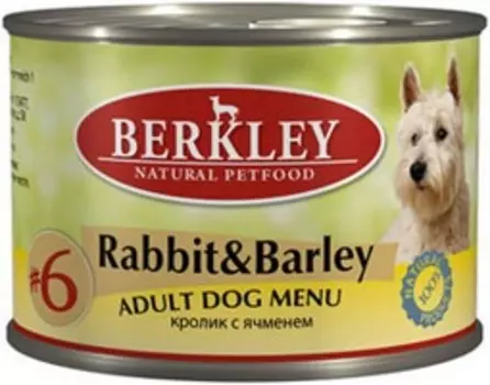 Berkley №6 Adult Rabbit &amp; Barley / Консервы Беркли для собак Кролик с ячменем (цена за упаковку)