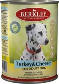 Berkley Adult Turkey &amp; Cheese / Консервы Беркли для собак Индейка с сыром (цена за упаковку)