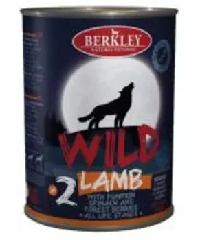 Berkley Wild №2 / Консервы Беркли для собак всех возрастов Ягненок с Тыквой, Шпинатом и Лесными Ягодами (цена за упаковку)