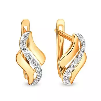 Серьги с фианитами из красного золота 585 пробы