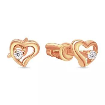 Серьги с фианитами из красного золота 585 пробы