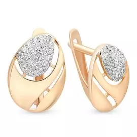 Серьги с фианитами из красного золота 585 пробы