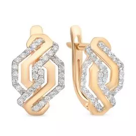 Серьги с фианитами из красного золота 585 пробы
