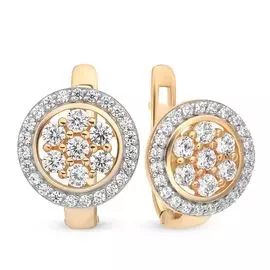 Серьги с фианитами из красного золота 585 пробы