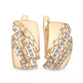 Серьги с фианитами из красного золота 585 пробы