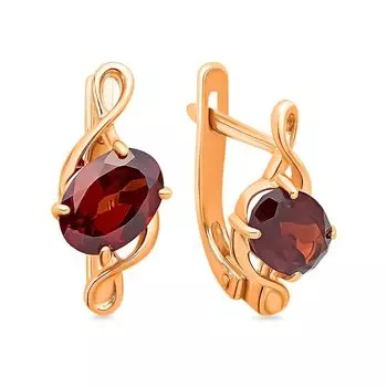 Серьги с гранатами из красного золота 375 пробы