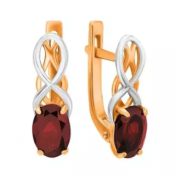 Серьги с гранатами из красного золота 585 пробы