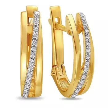 Серьги с бриллиантами из желтого золота 585 пробы