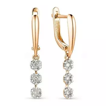 Серьги с бриллиантами из красного золота 585 пробы