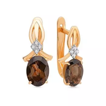 Серьги с раух-топазами из красного золота 585 пробы