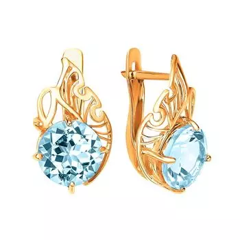 Серьги с топазами из красного золота 585 пробы